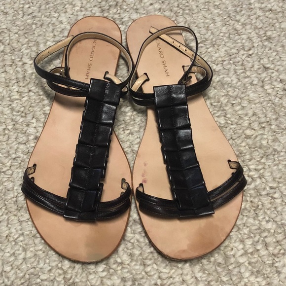 Rickard Shah Brown Leather Strappy Sandals - Picture 2 of 6